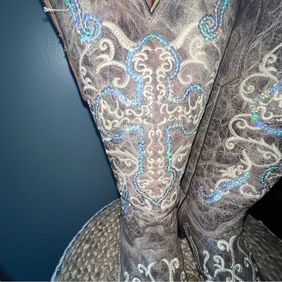 Corral Tobacco Silver Cross Western Boots - Picture 6 of 15